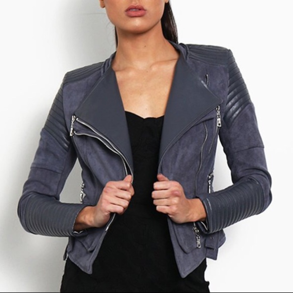 BESSY BIKER JACKET - CHARCOAL